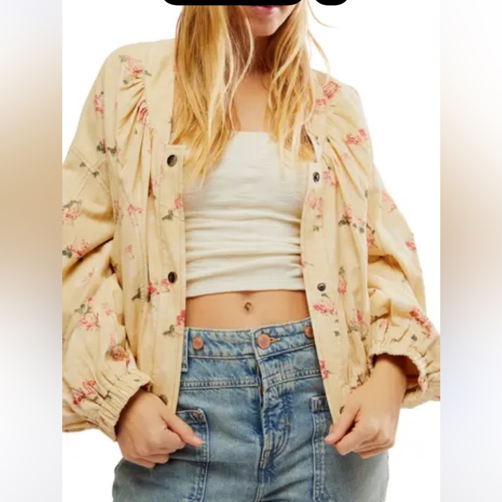 Free people rory floral cotton bomber jacket